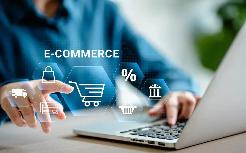 Person using laptop for e-commerce shopping.