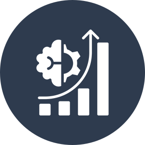 Growth chart with gear and brain icon.